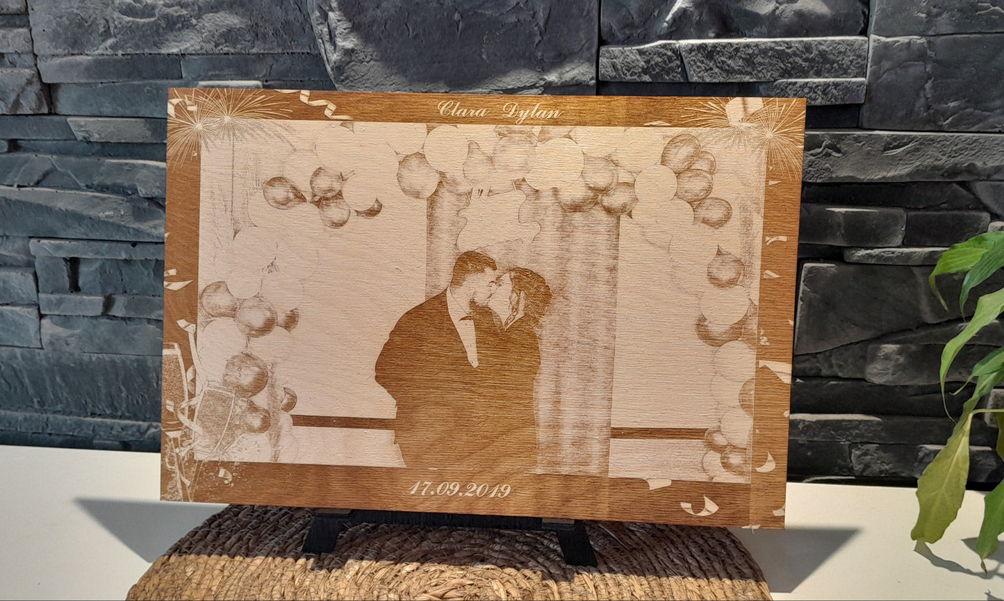 Gravure photo sur bois