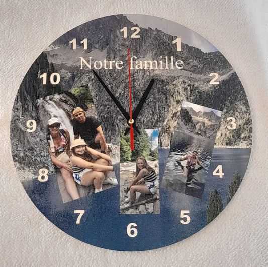Horloge murale personnalisée – Photo sur bois
