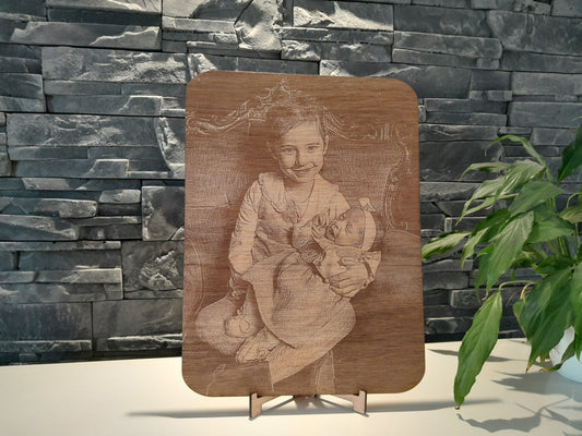 Gravure photo sur bois