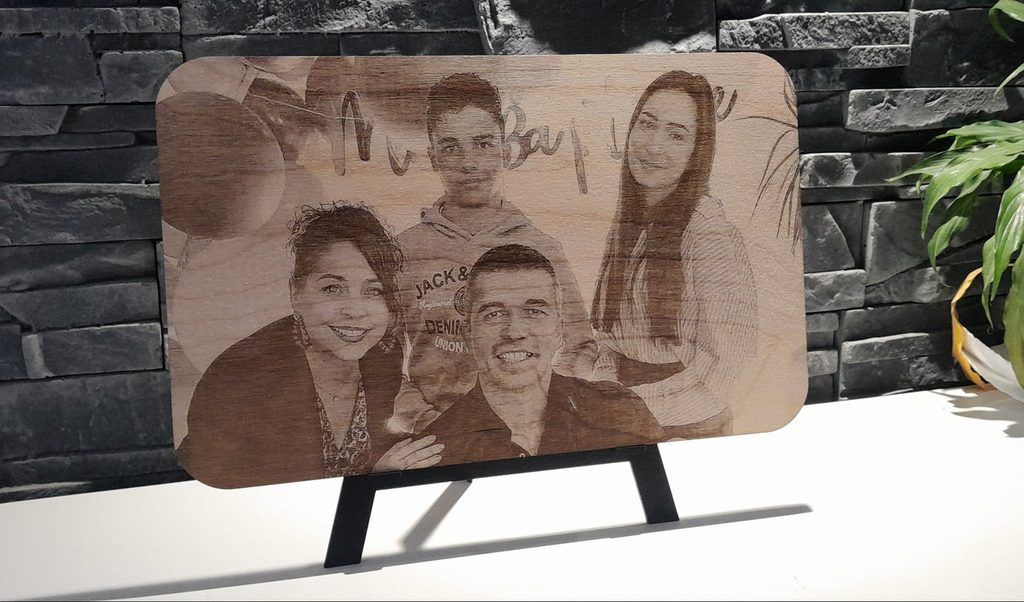 Gravure photo sur bois