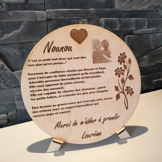 Plaque de remerciement Nounou