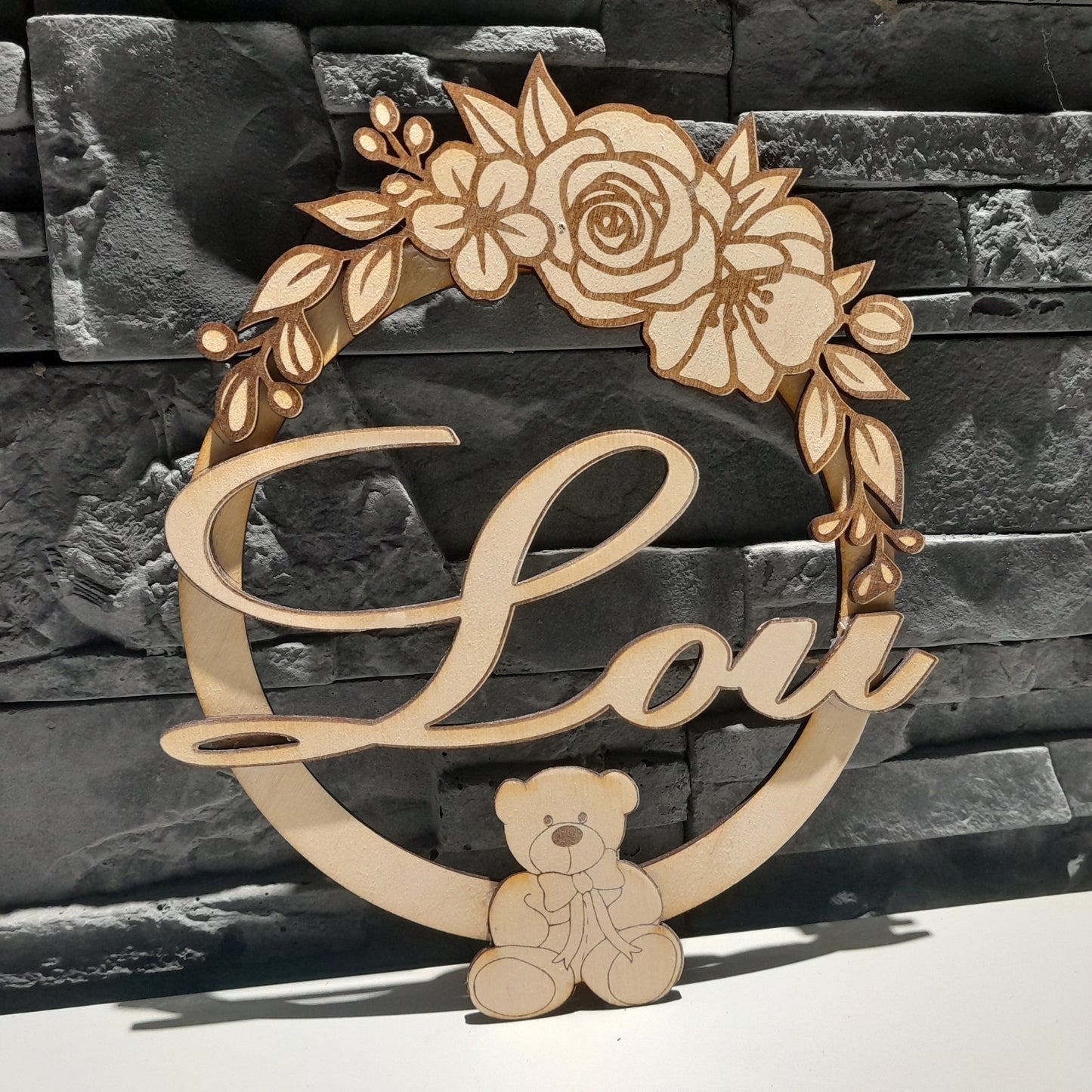 Plaque de porte en bois - 3D